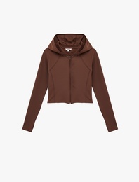 Slim Fit Kapüşonlu Fermuarlı Spor Sweatshirt