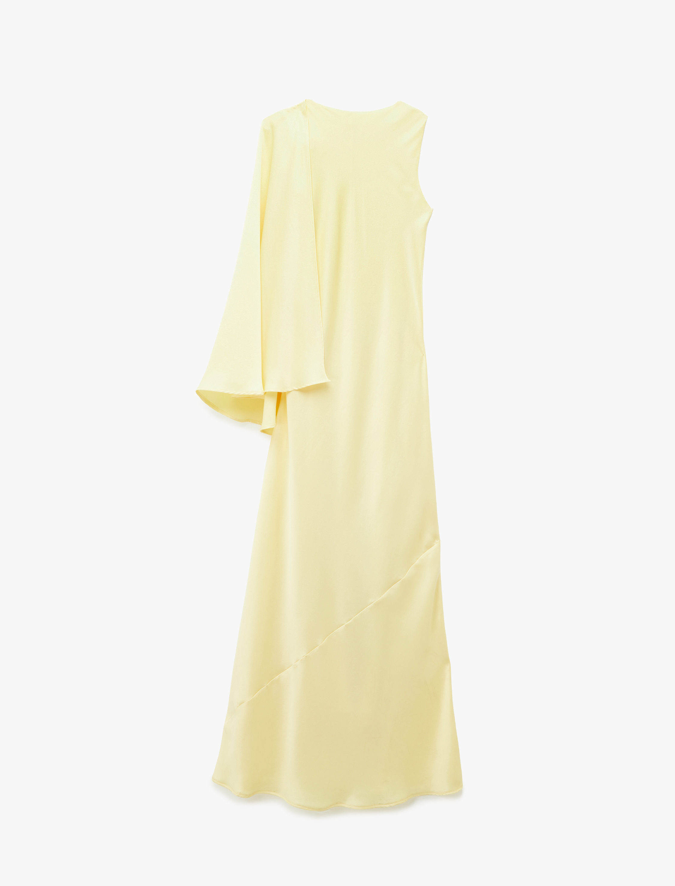   Çiçek Aplike Detaylı Bisiklet Yaka Kolsuz Uzun Saten Abiye Elbise