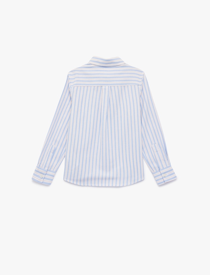 Erkek Çocuk Pamuklu Uzun Kollu Gömlek Yaka Çizgili Gömlek
