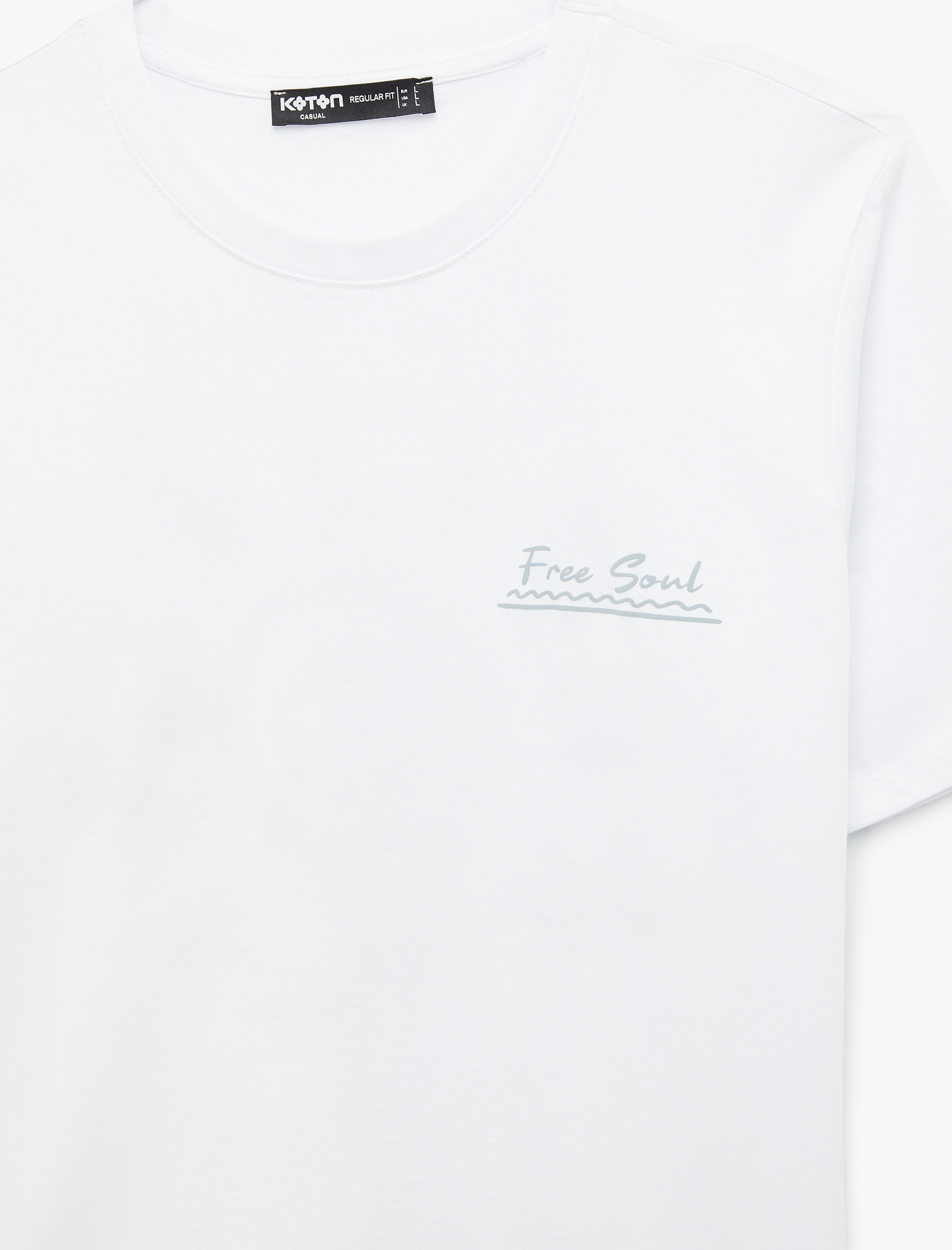   Regular Fit Kısa Kollu Pamuklu Bisiklet Yaka Arkası Baskılı Tişört