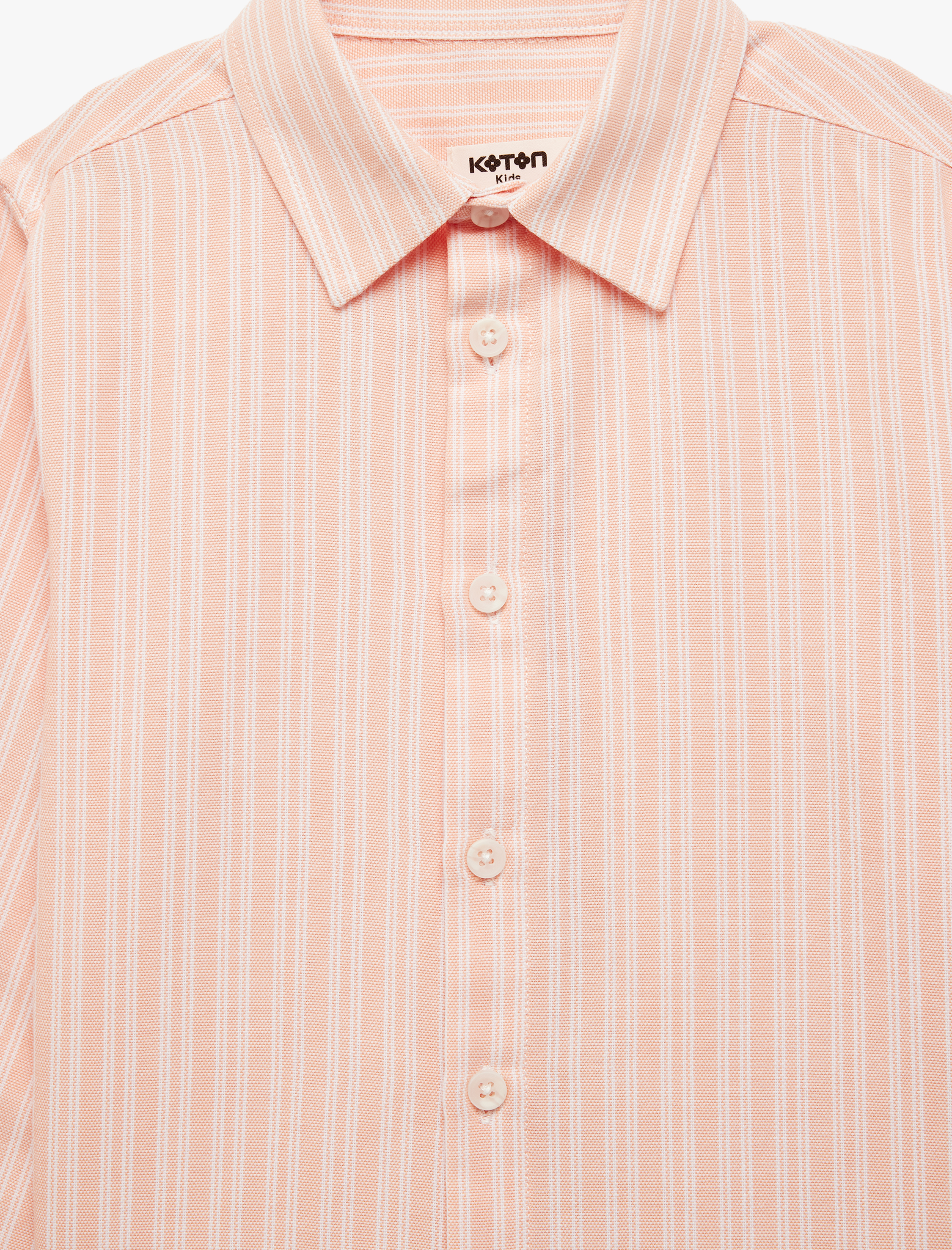  Erkek Çocuk Pamuklu Uzun Kollu Klasik Yaka Çizgili Gömlek