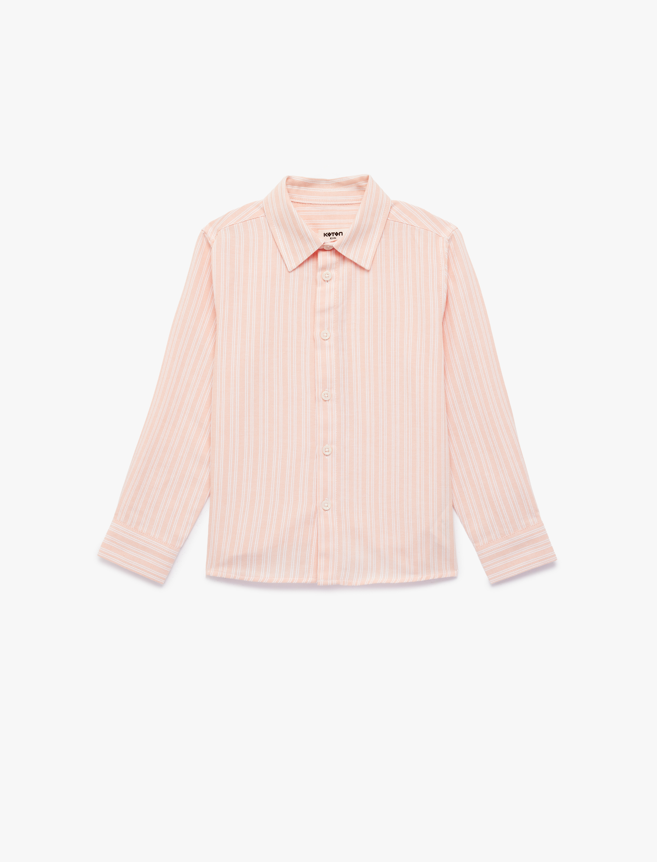  Erkek Çocuk Pamuklu Uzun Kollu Klasik Yaka Çizgili Gömlek