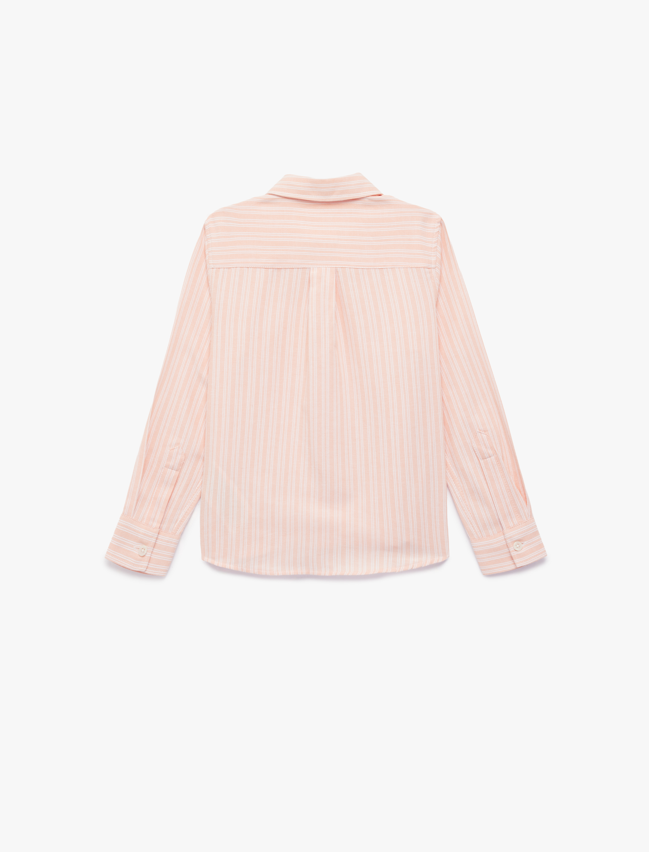  Erkek Çocuk Pamuklu Uzun Kollu Klasik Yaka Çizgili Gömlek