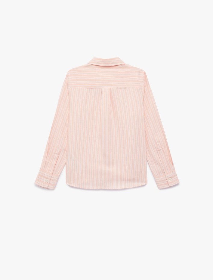 Erkek Çocuk Pamuklu Uzun Kollu Klasik Yaka Çizgili Gömlek