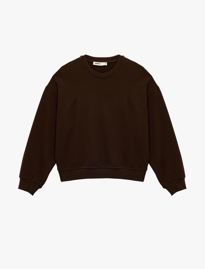  Uzun Kollu Bisiklet Yaka Üç İplik Sweatshirt