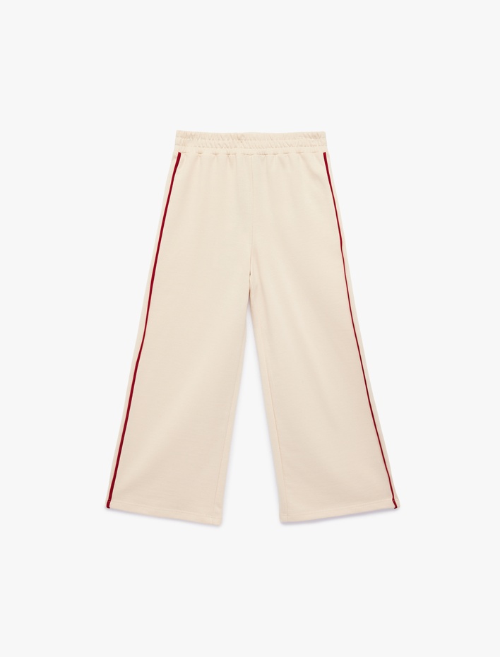 Kız Bebek Pamuklu Şardonlu Biyeli Geniş Paça Eşofman Altı