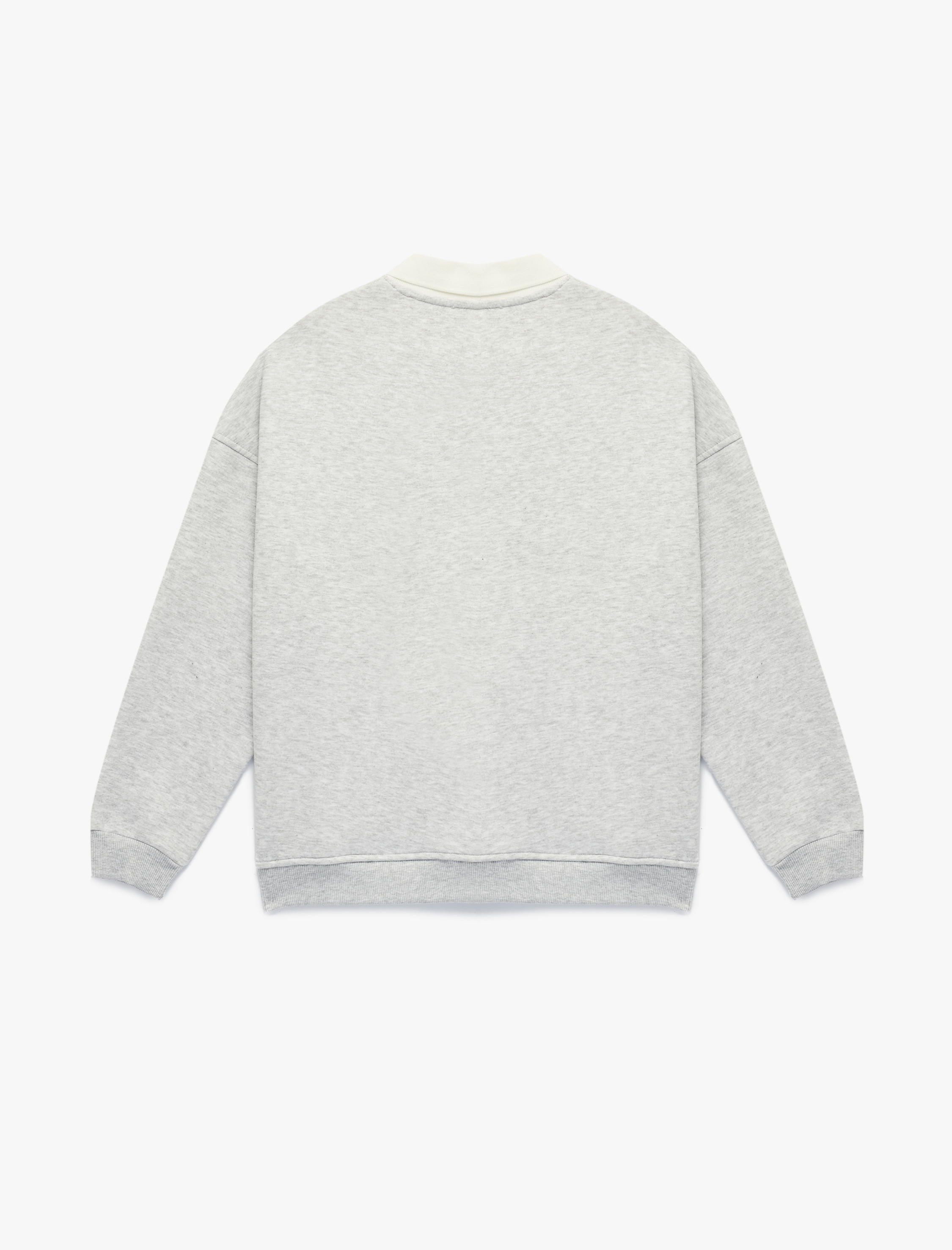   Uzun Kollu Baskılı Oversize Polo Yaka Sweatshirt