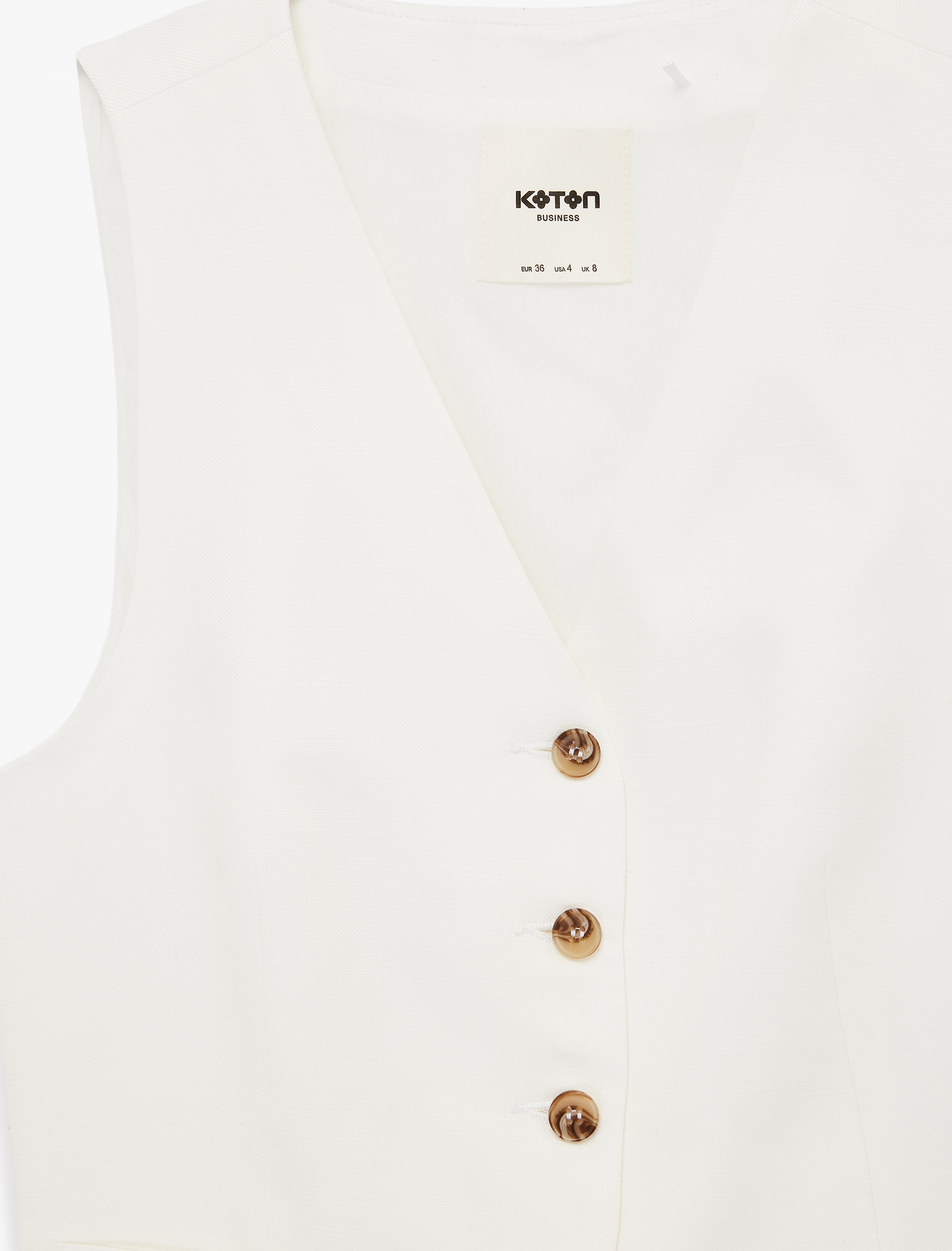   V Yaka Viskon Karışımlı Düğmeli Kolsuz Yelek