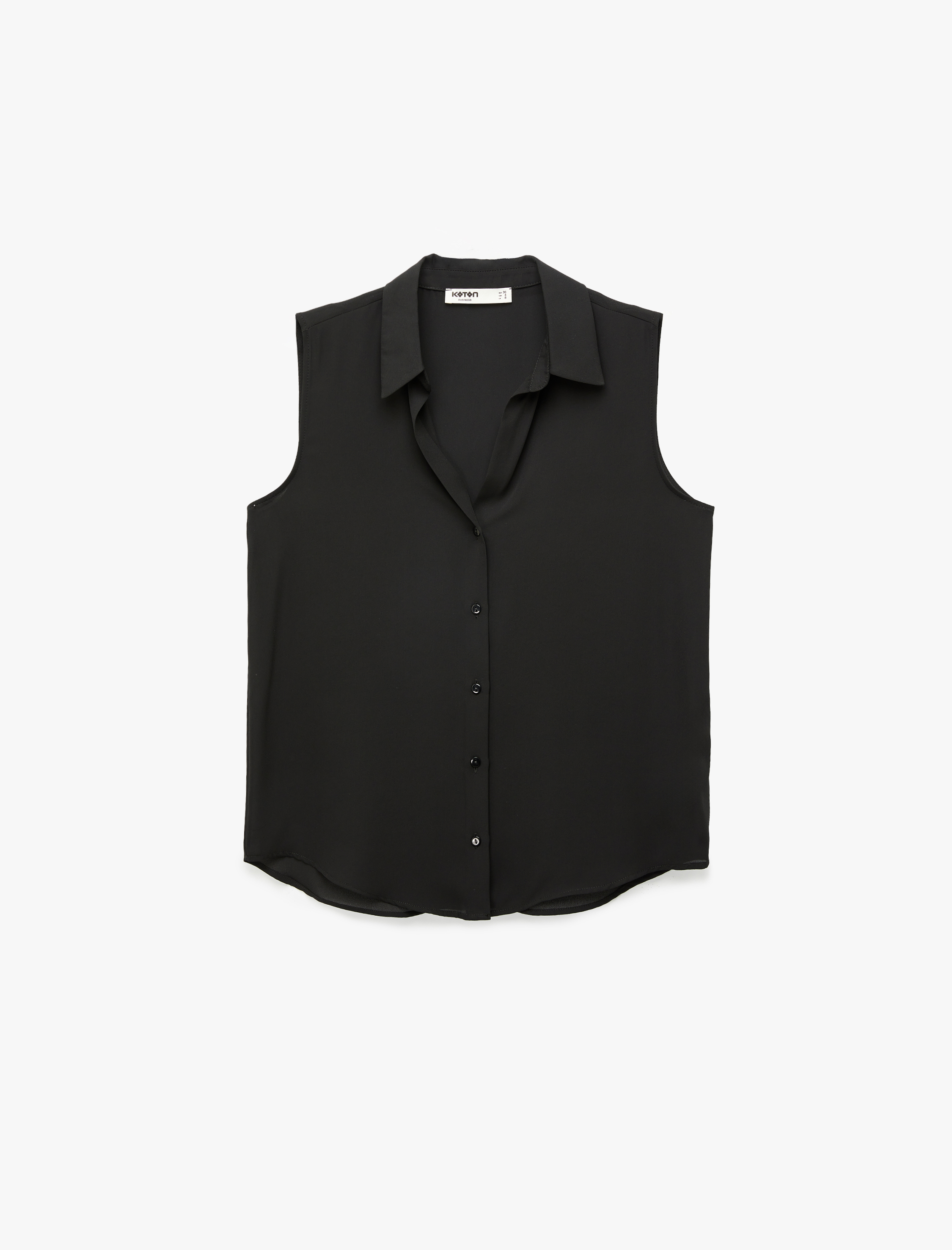   Düğmeli Klasik Yaka Kolsuz Gömlek