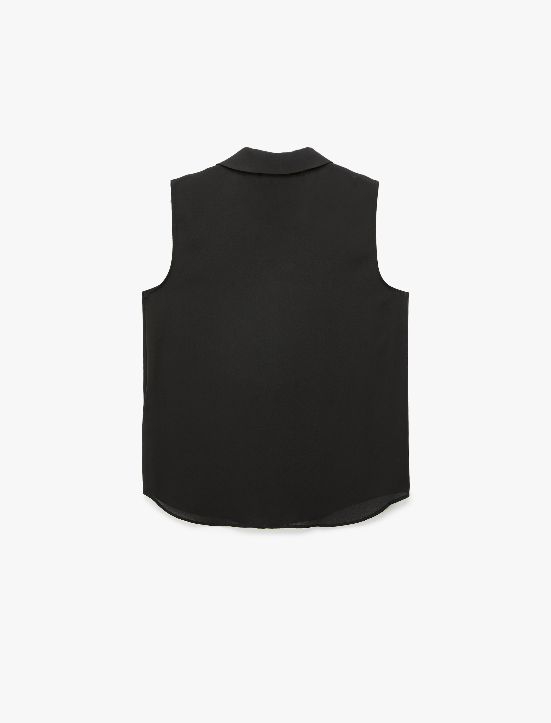   Düğmeli Klasik Yaka Kolsuz Gömlek