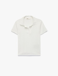 Slim Fit Kısa Kollu Dokulu Polo Yaka Tişört