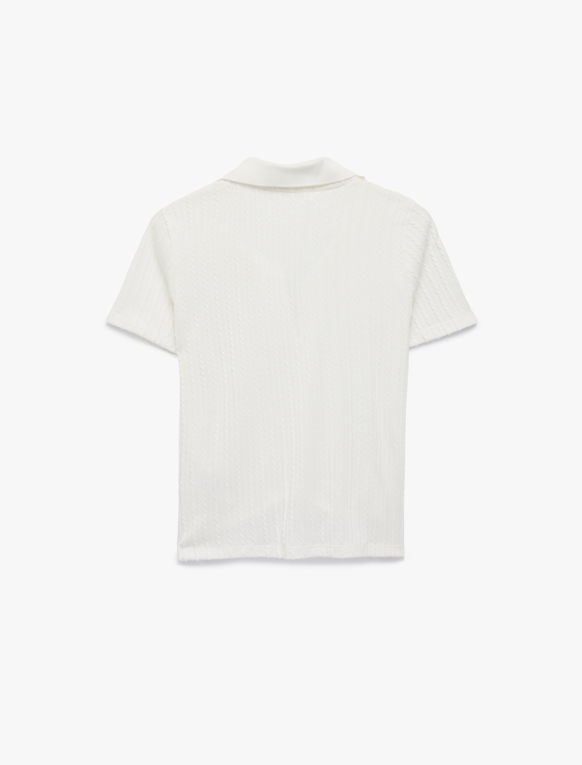   Slim Fit Kısa Kollu Dokulu Polo Yaka Tişört