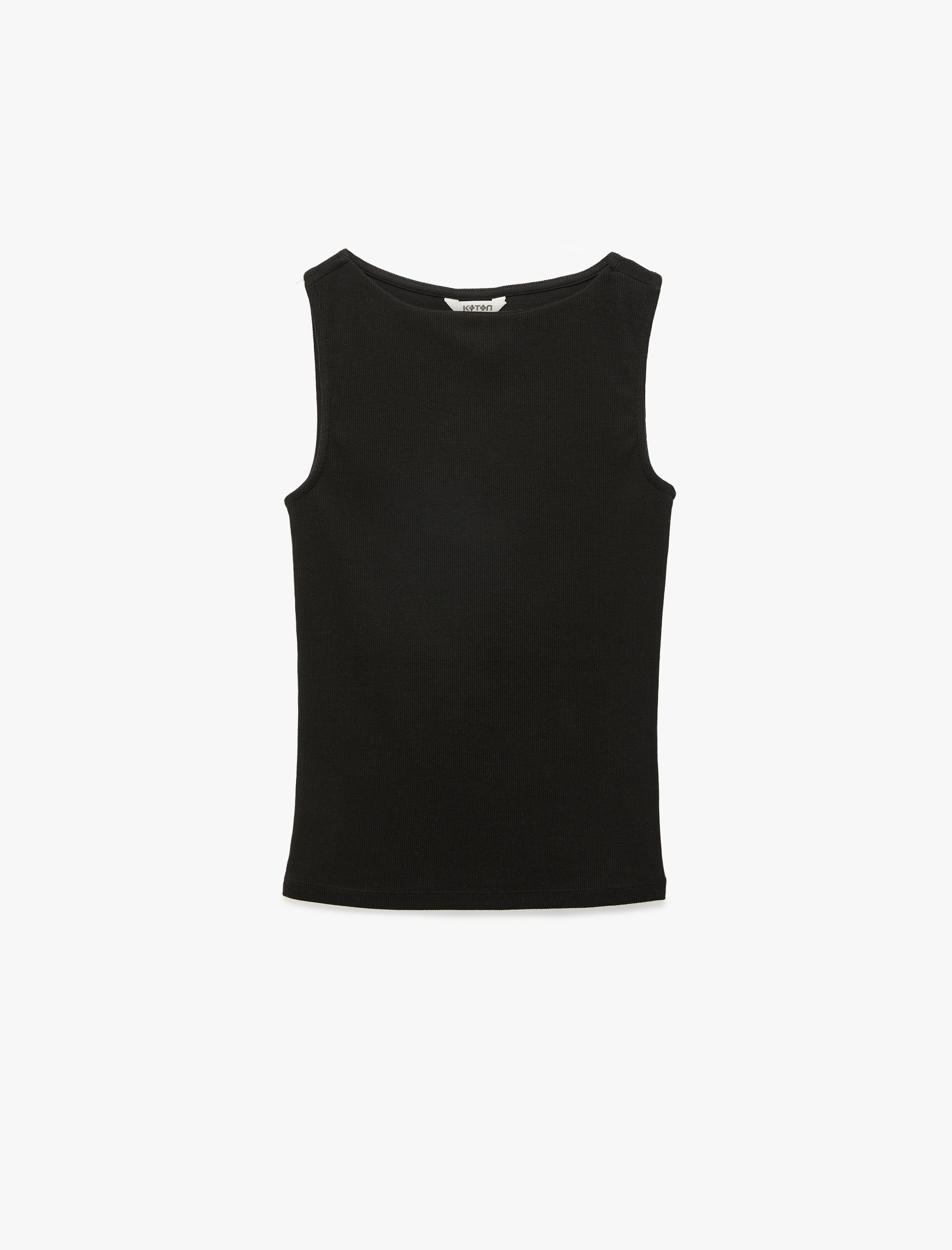   Pamuklu Slim Fit Kolsuz Kayık Yaka Bluz