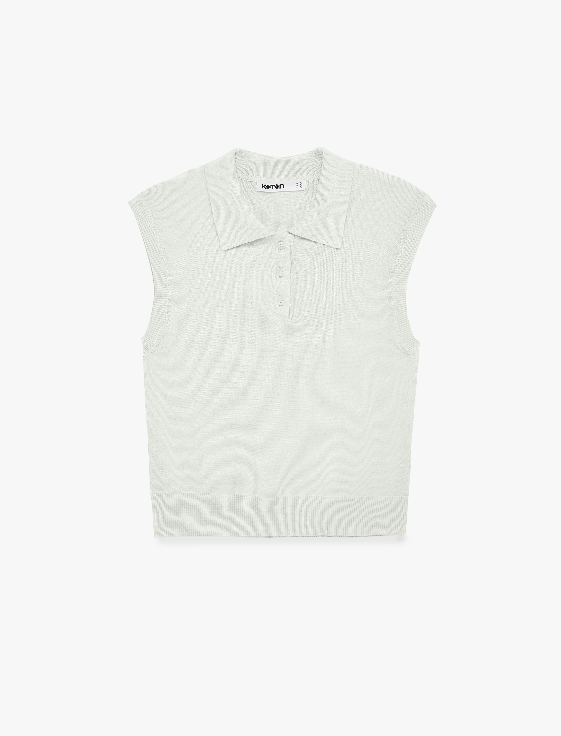   Kolsuz Düğmeli Polo Yaka Triko Bluz