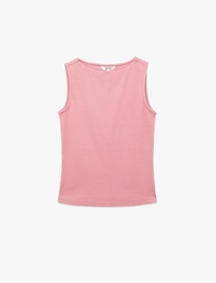 Pamuklu Slim Fit Kolsuz Kayık Yaka Bluz