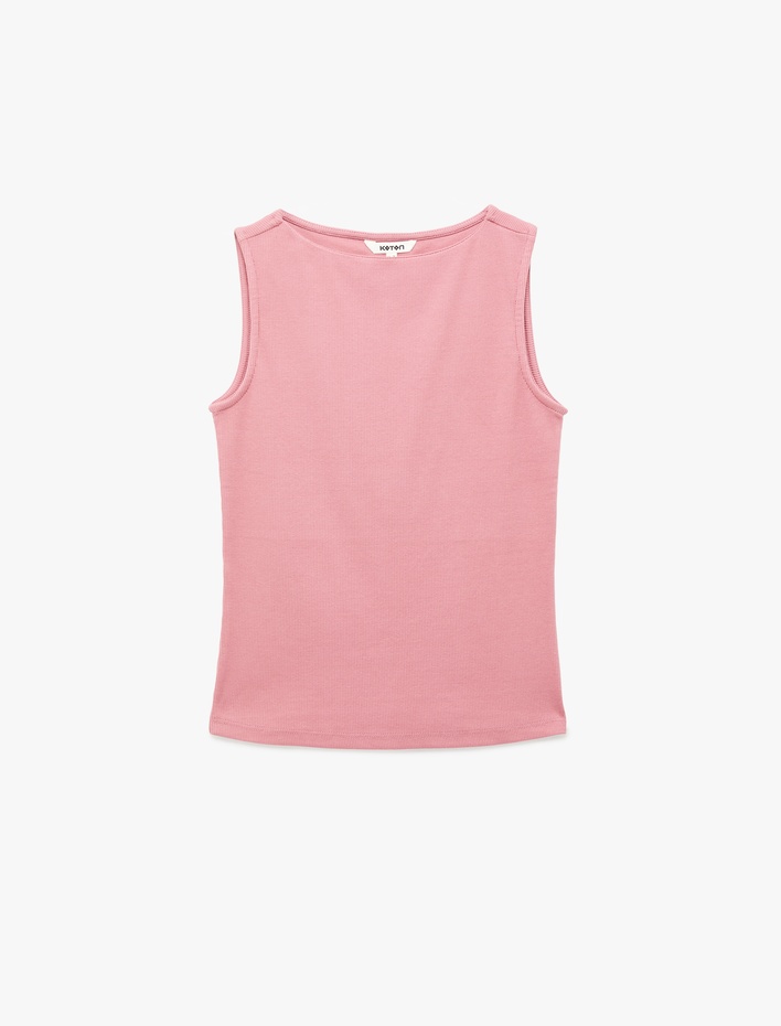  Pamuklu Slim Fit Kolsuz Kayık Yaka Bluz