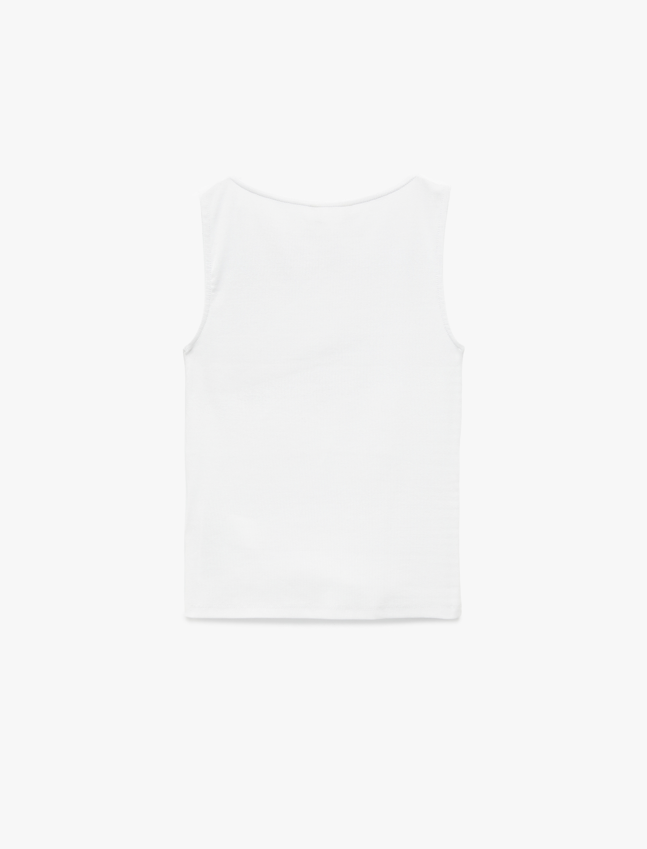   Pamuklu Slim Fit Kolsuz Kayık Yaka Bluz