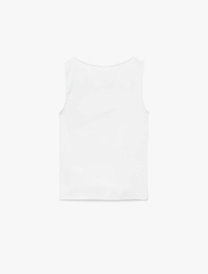  Pamuklu Slim Fit Kolsuz Kayık Yaka Bluz