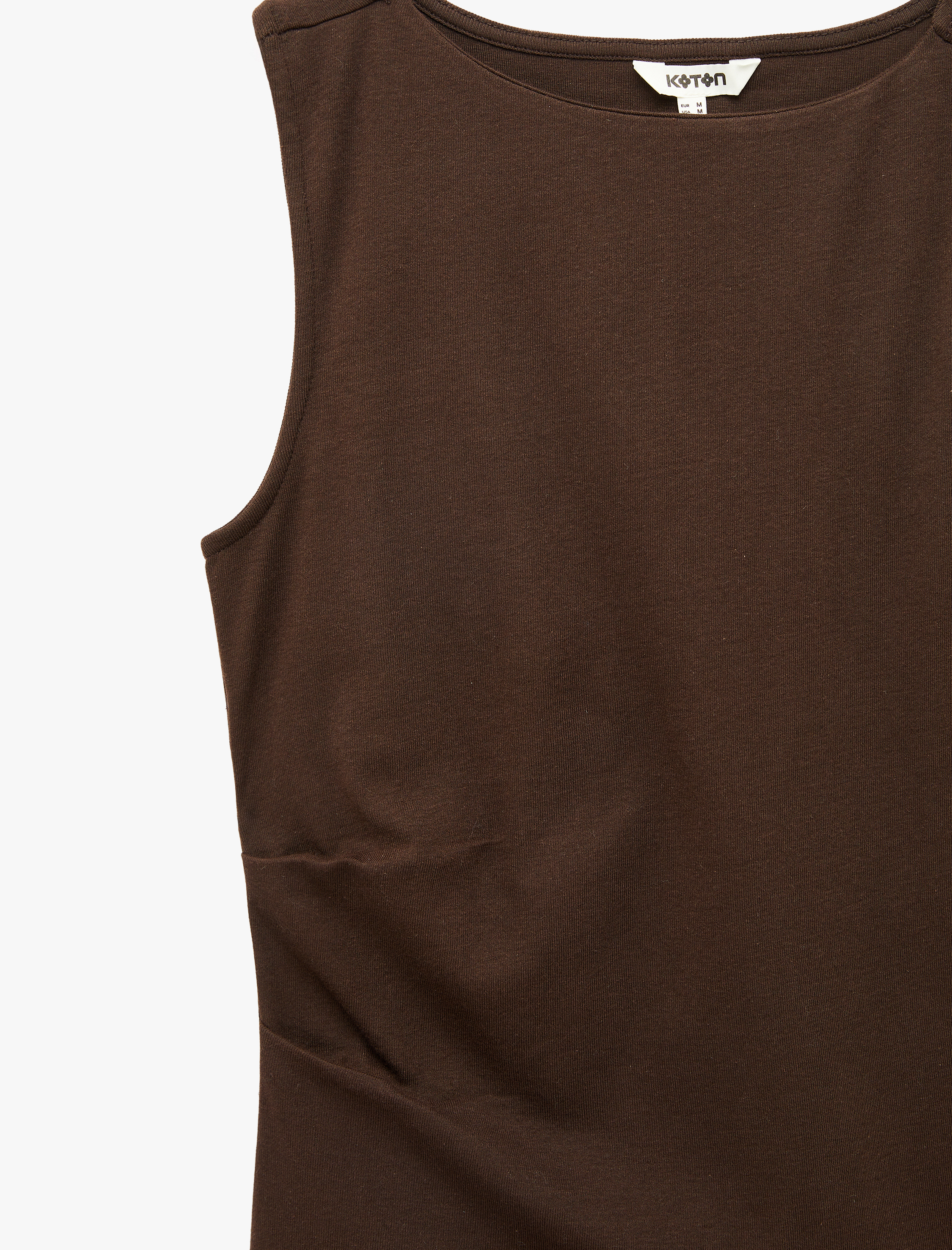   Pamuklu Asimetrik Kesim Kolsuz Kayık Yaka Bluz