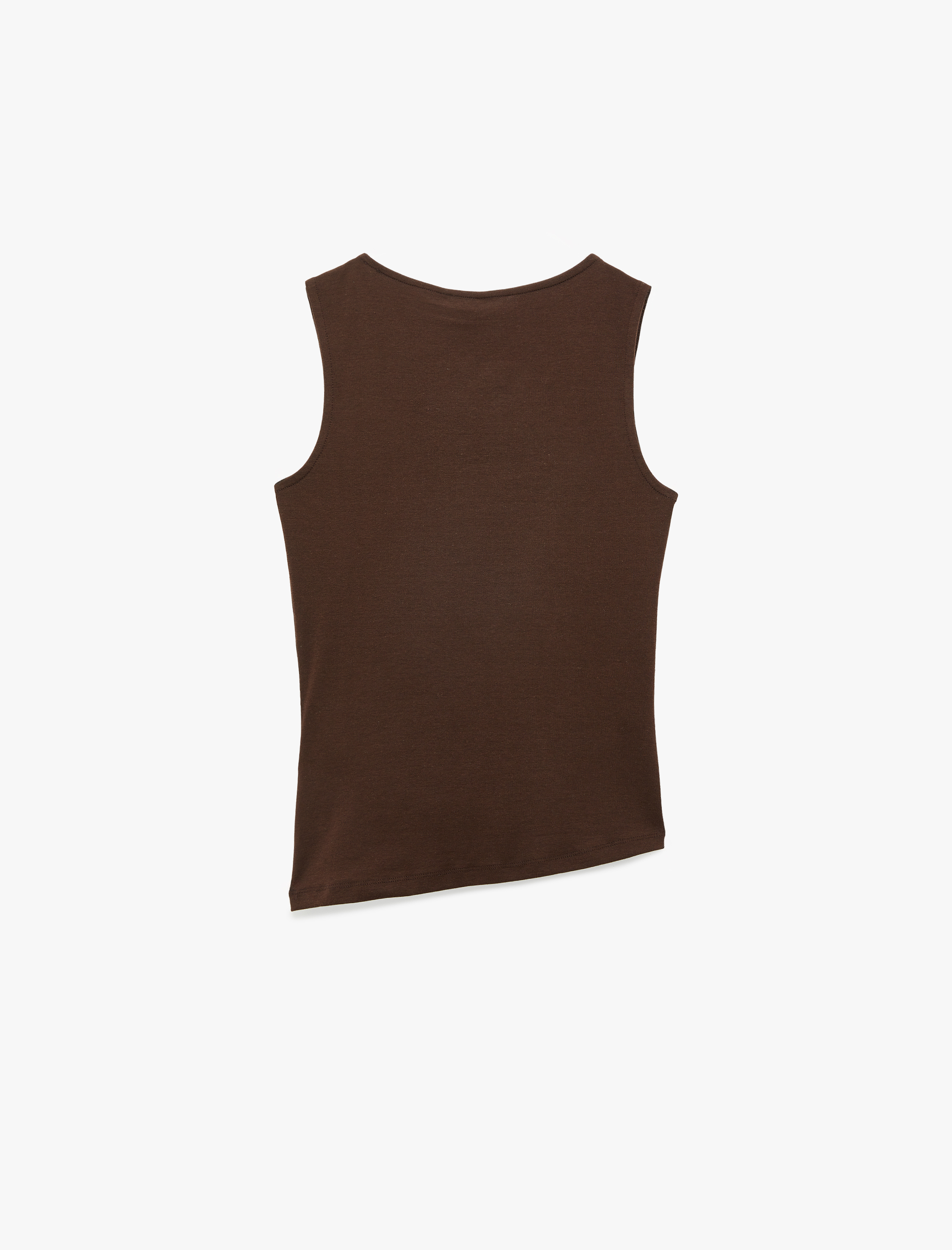   Pamuklu Asimetrik Kesim Kolsuz Kayık Yaka Bluz