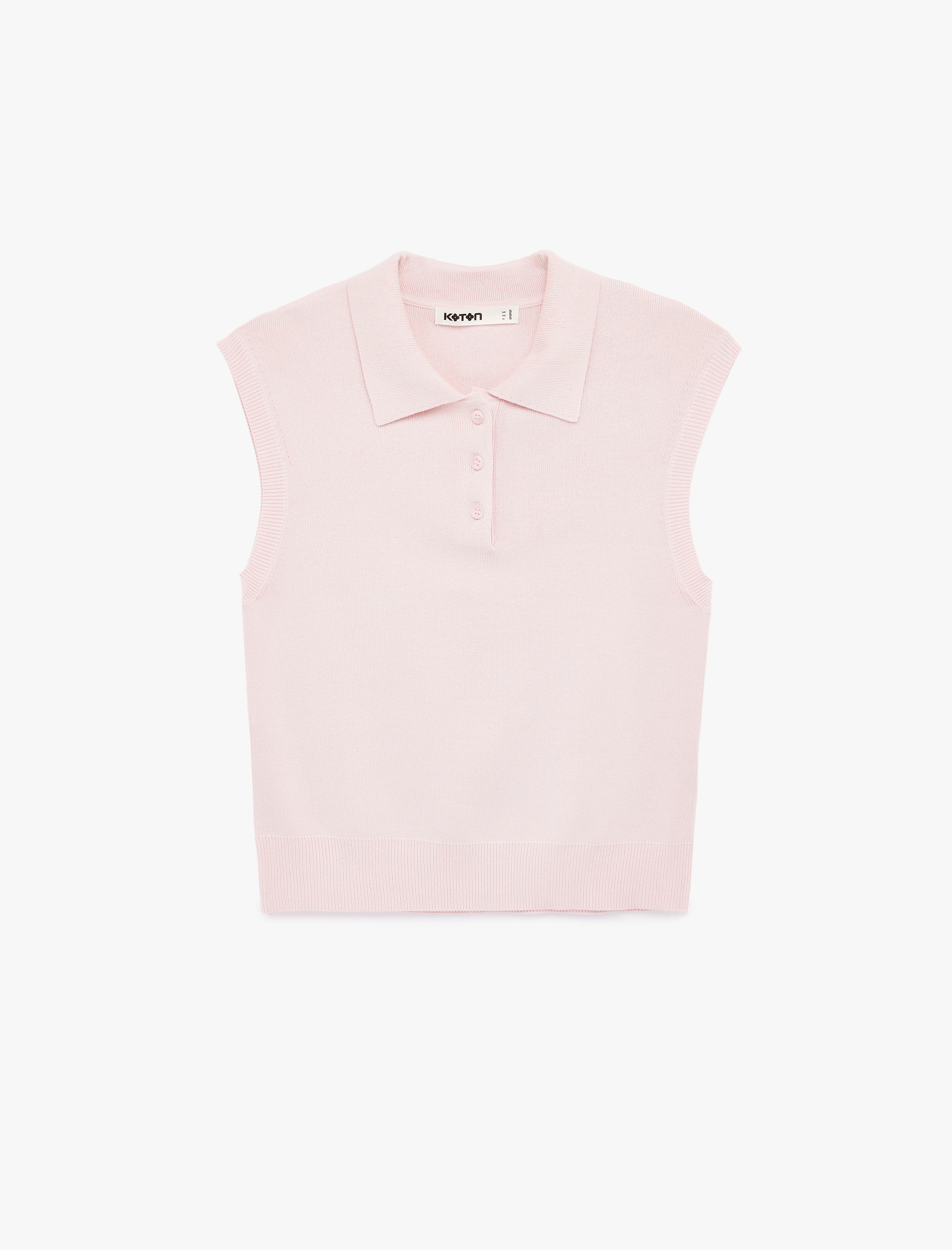   Kolsuz Düğmeli Polo Yaka Triko Bluz