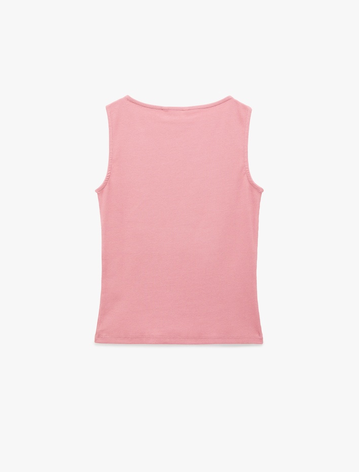  Pamuklu Slim Fit Kolsuz Kayık Yaka Bluz