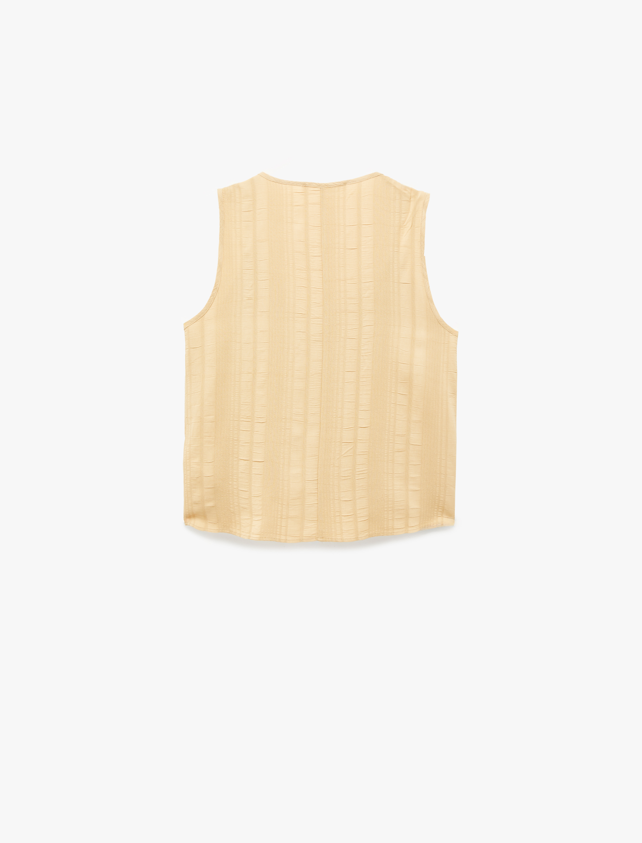   V Yaka Kolsuz Metal Aksesuarlı Viskon Bluz