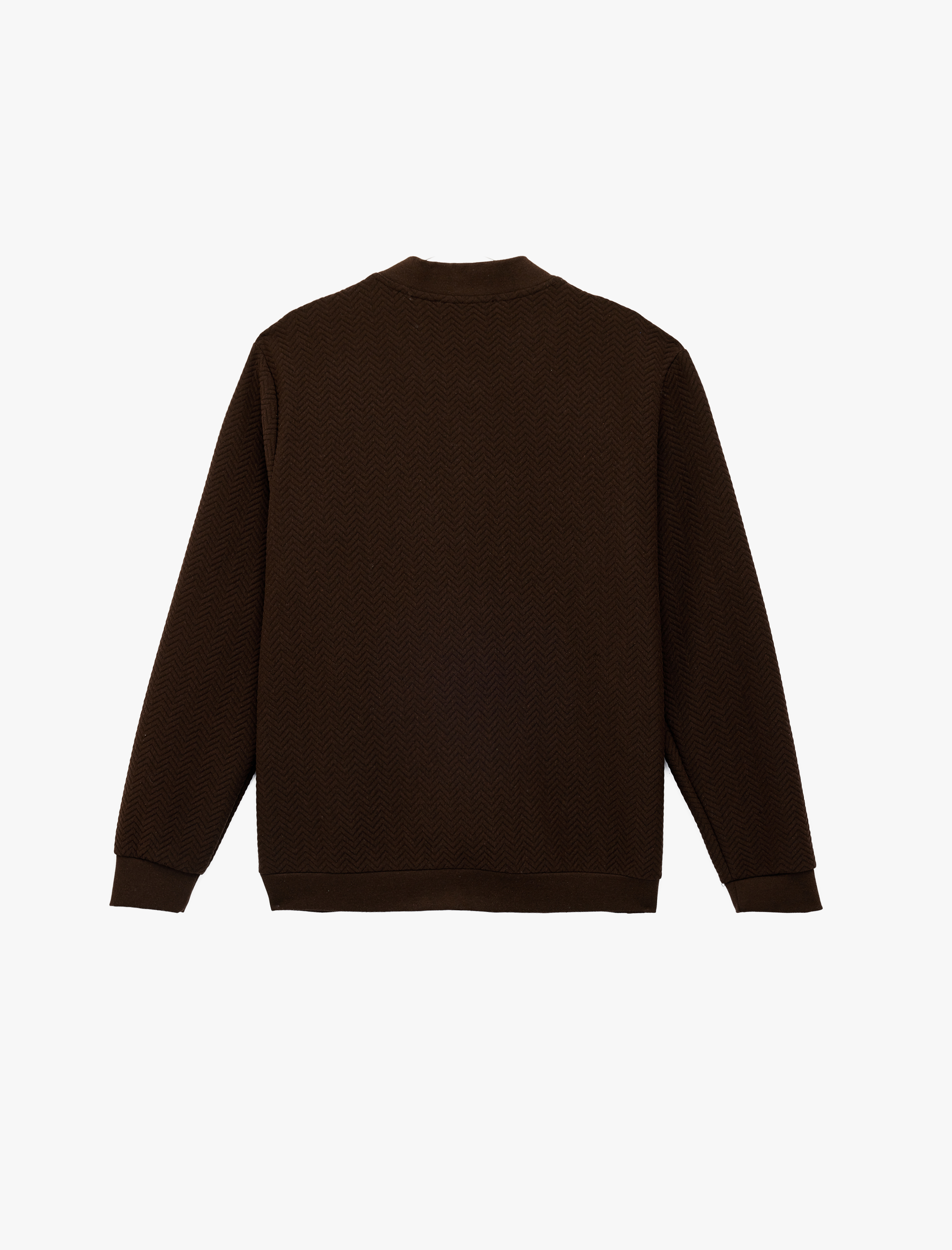   Uzun Kollu Dokulu Kapitone Fermuarlı Mevsimlik Ceket