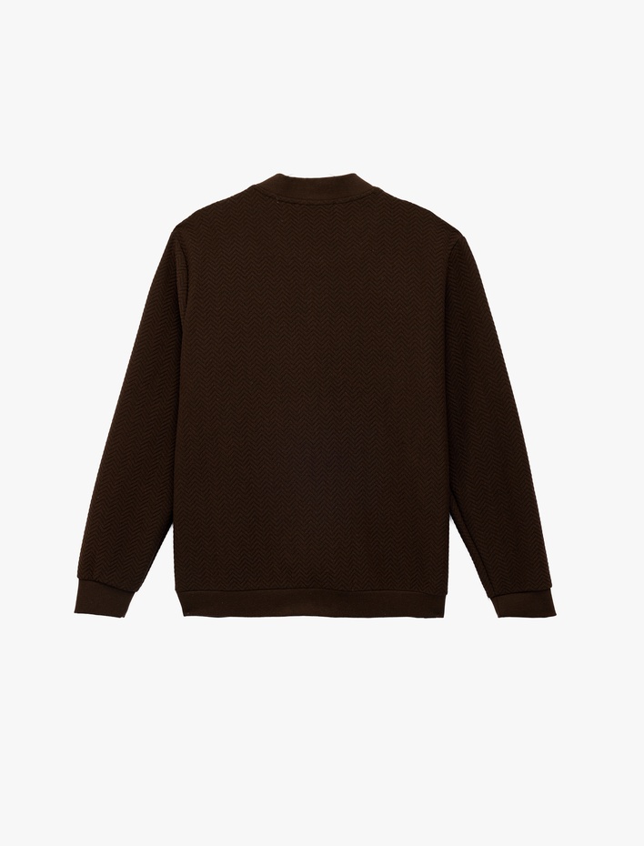  Uzun Kollu Dokulu Kapitone Fermuarlı Mevsimlik Ceket