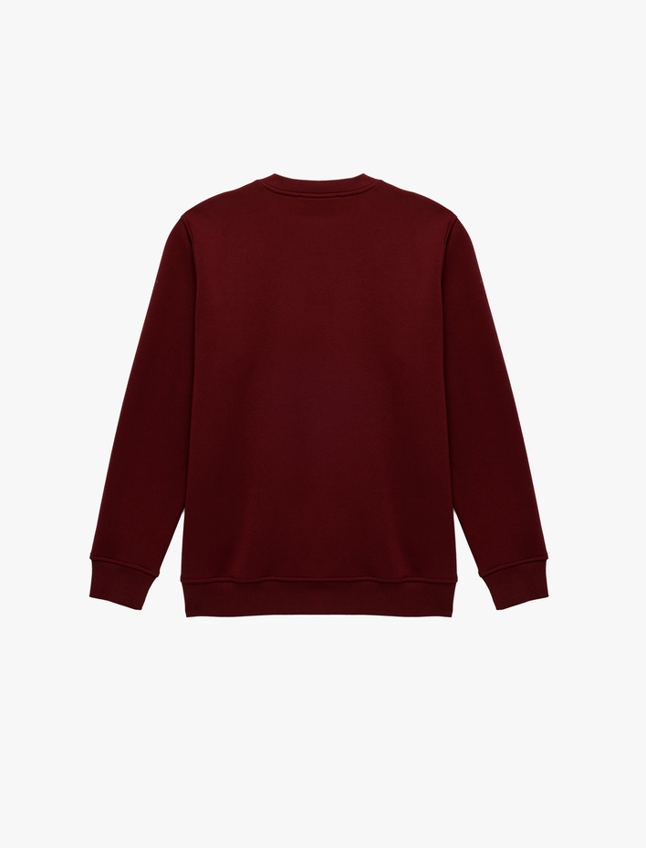  Uzun Kollu Şardonlu Bisiklet Yaka Baskılı Sweatshirt