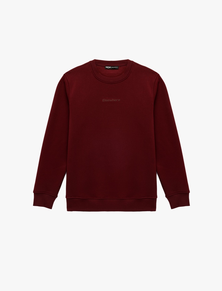  Uzun Kollu Şardonlu Bisiklet Yaka Baskılı Sweatshirt