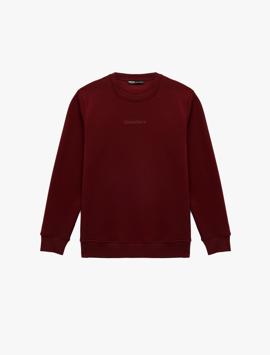 Koton Erkek Uzun Kollu Şardonlu Bisiklet Yaka Baskılı Sweatshirt