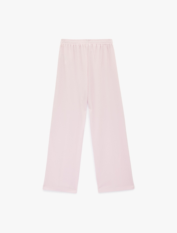  Bürümcük Kumaş Beli Lastikli Geniş Paça Pantolon