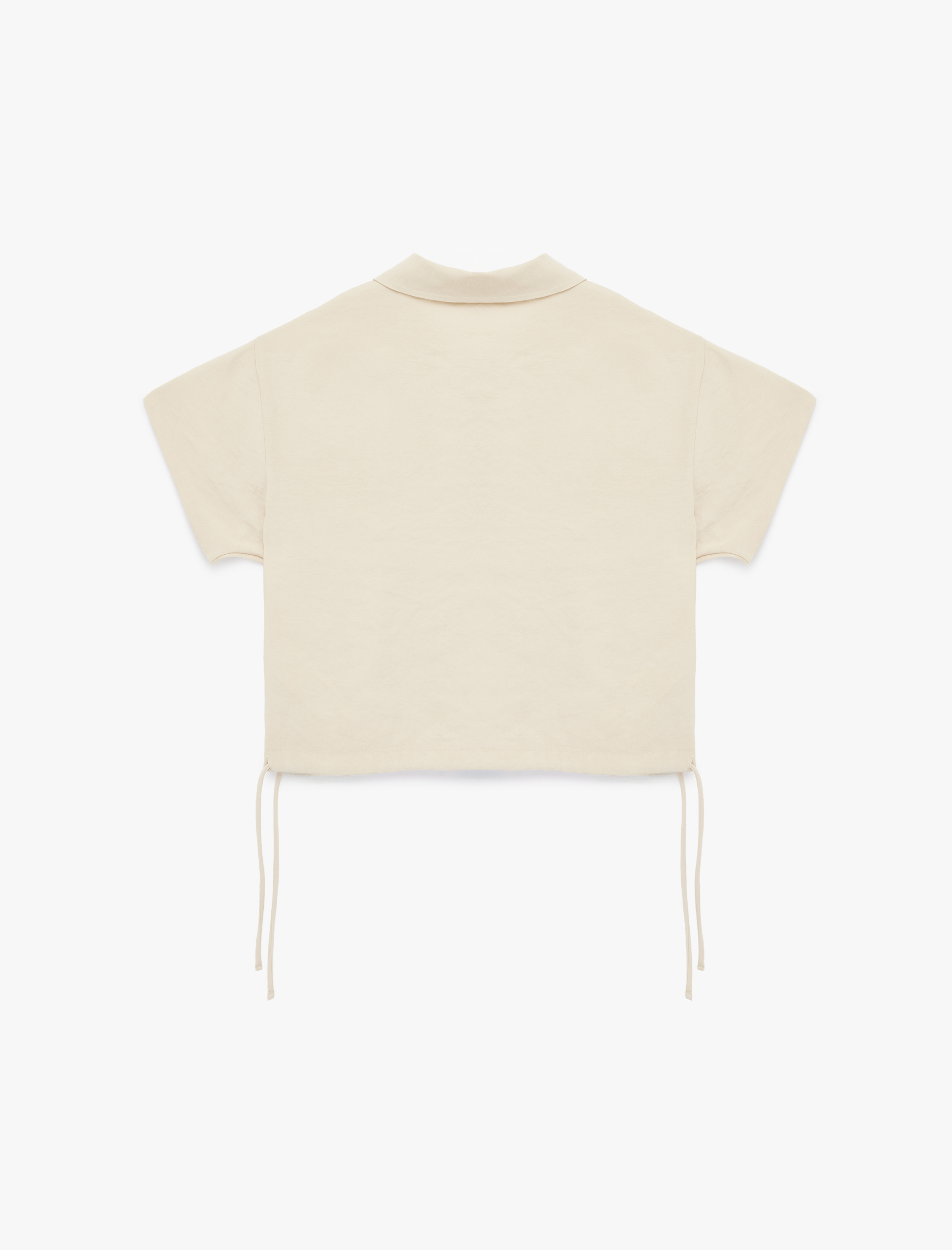   Bağlama Detaylı Kısa Kollu Düğmeli Crop Gömlek