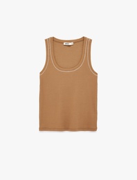 Pamuklu Kaşkorse U Yaka Dikiş Detaylı Atlet