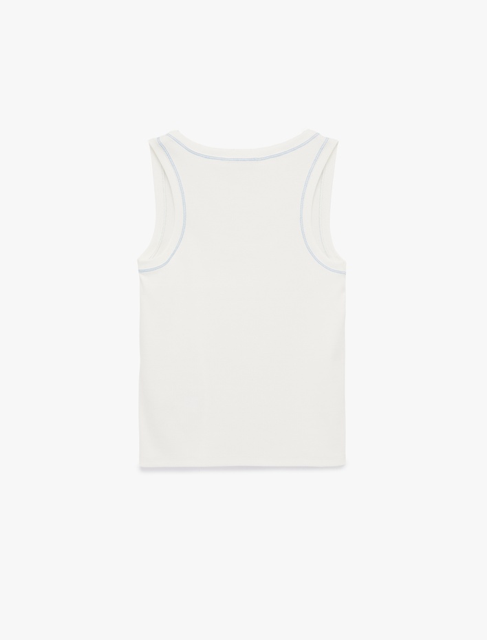  Pamuklu Kaşkorse U Yaka Dikiş Detaylı Atlet