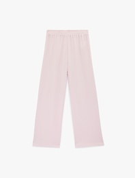Bürümcük Kumaş Beli Lastikli Geniş Paça Pantolon