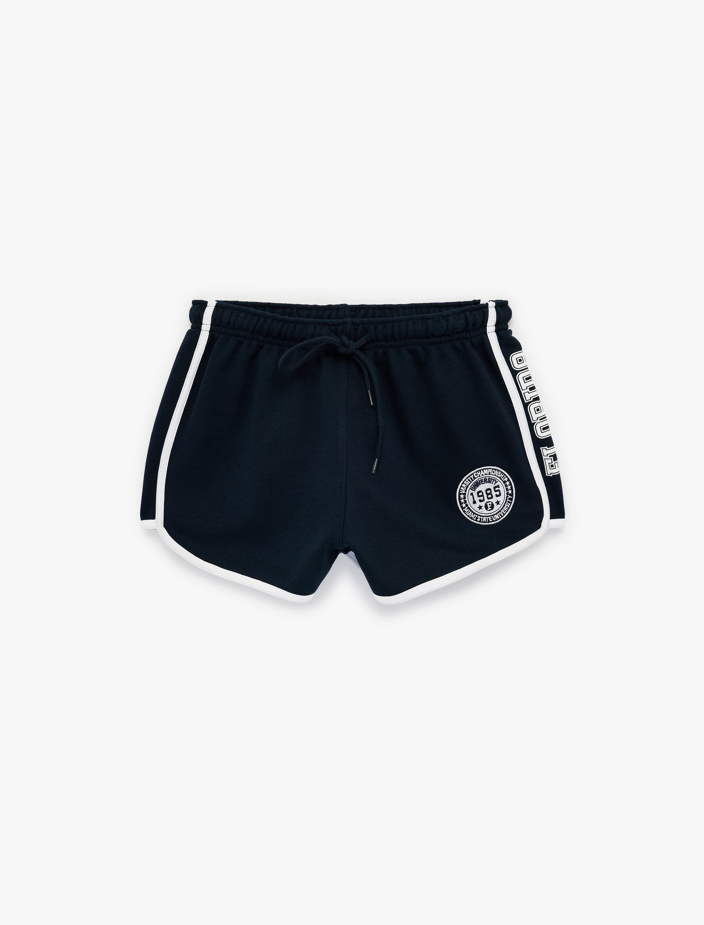   Nakış Detaylı Beli Lastikli Biyeli Mini Şort