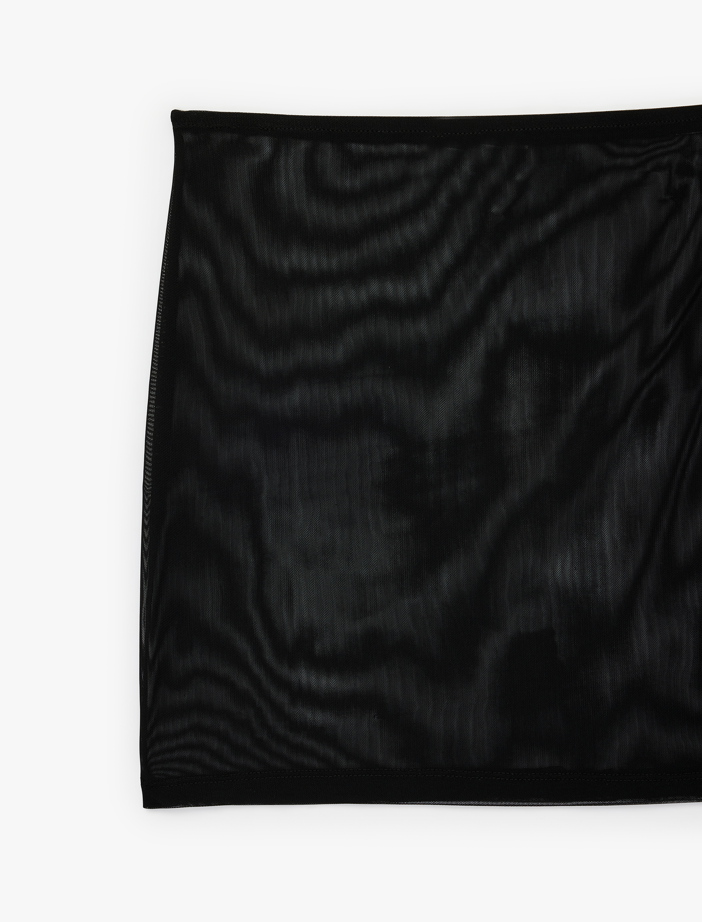   Yandan Büzgü Detaylı Mini Tül Pareo Etek