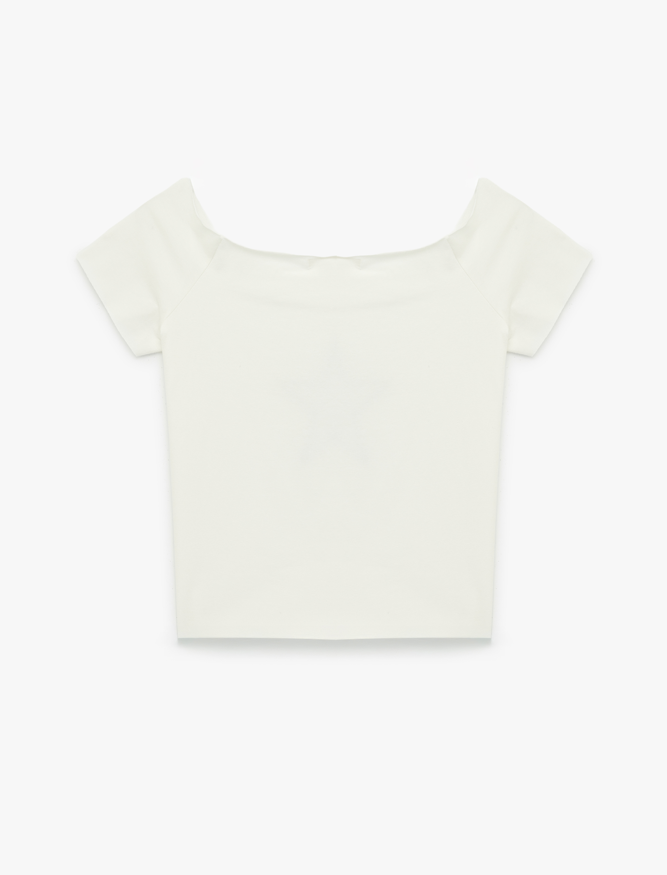   Pamuklu Omzu Açık Kısa Kollu Baskılı Tişört