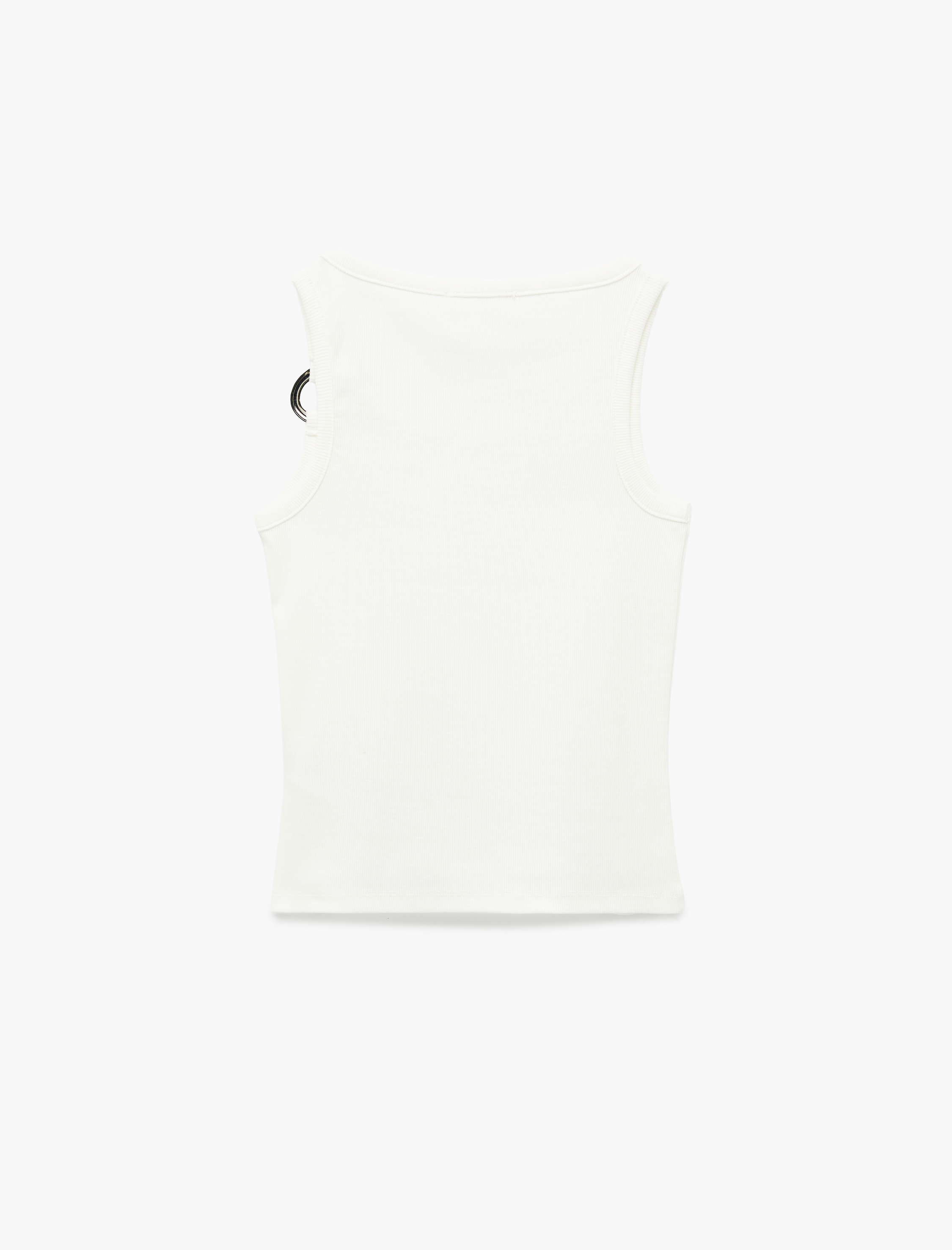   Metal Aksesuarlı Asimetrik Yaka Kolsuz Bluz