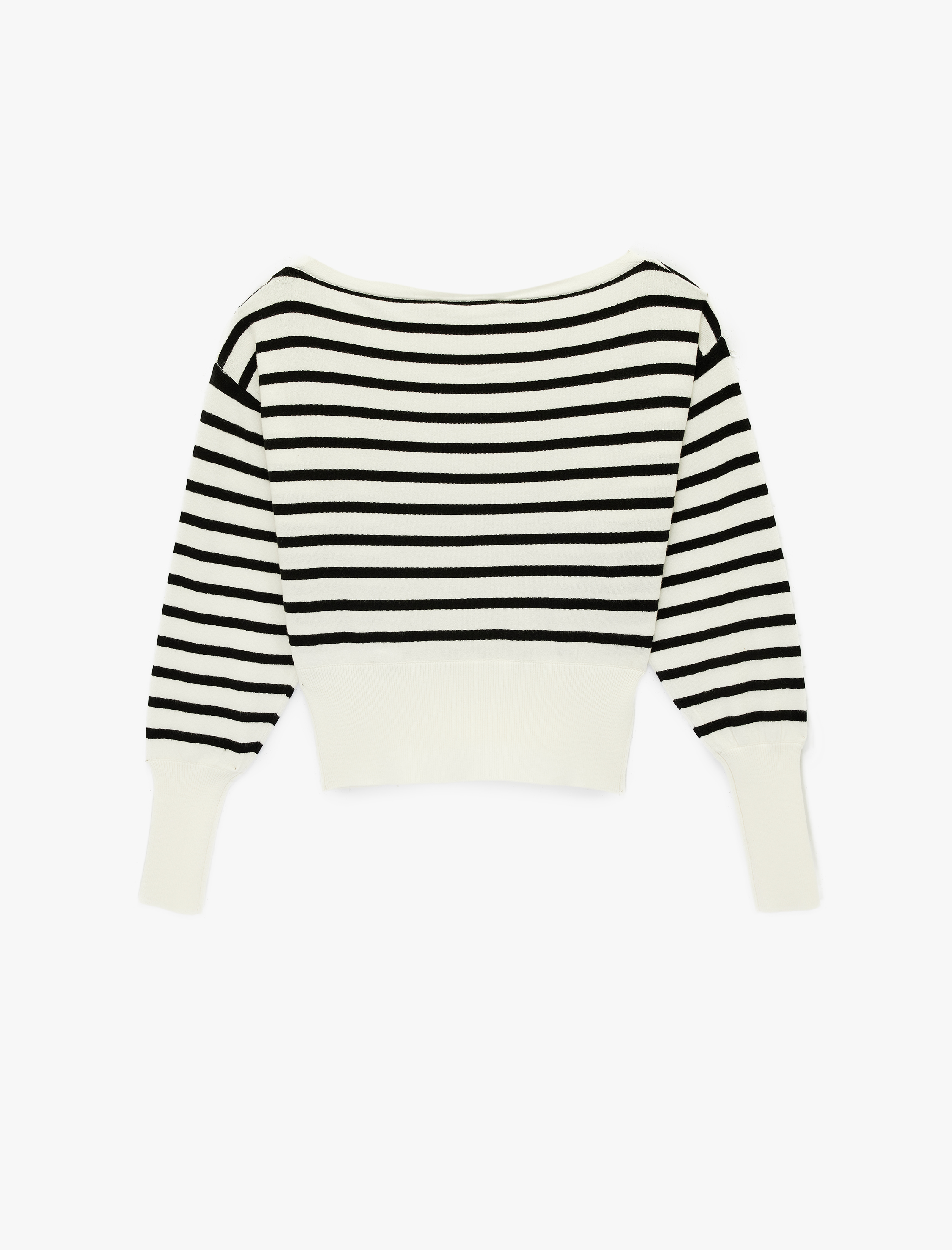   Viskon Karışımlı Uzun Kollu Kayık Yaka Triko Kazak