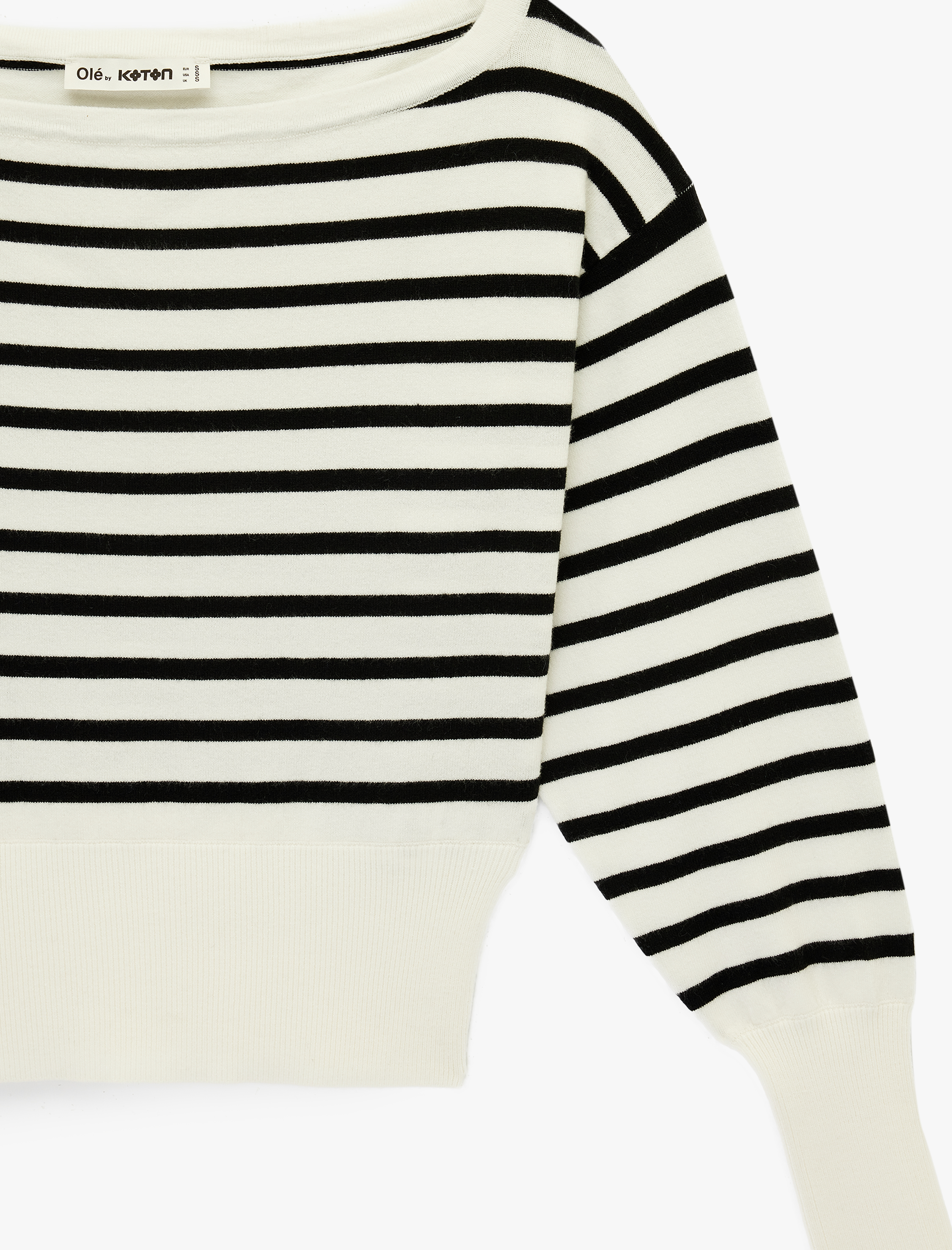   Viskon Karışımlı Uzun Kollu Kayık Yaka Triko Kazak