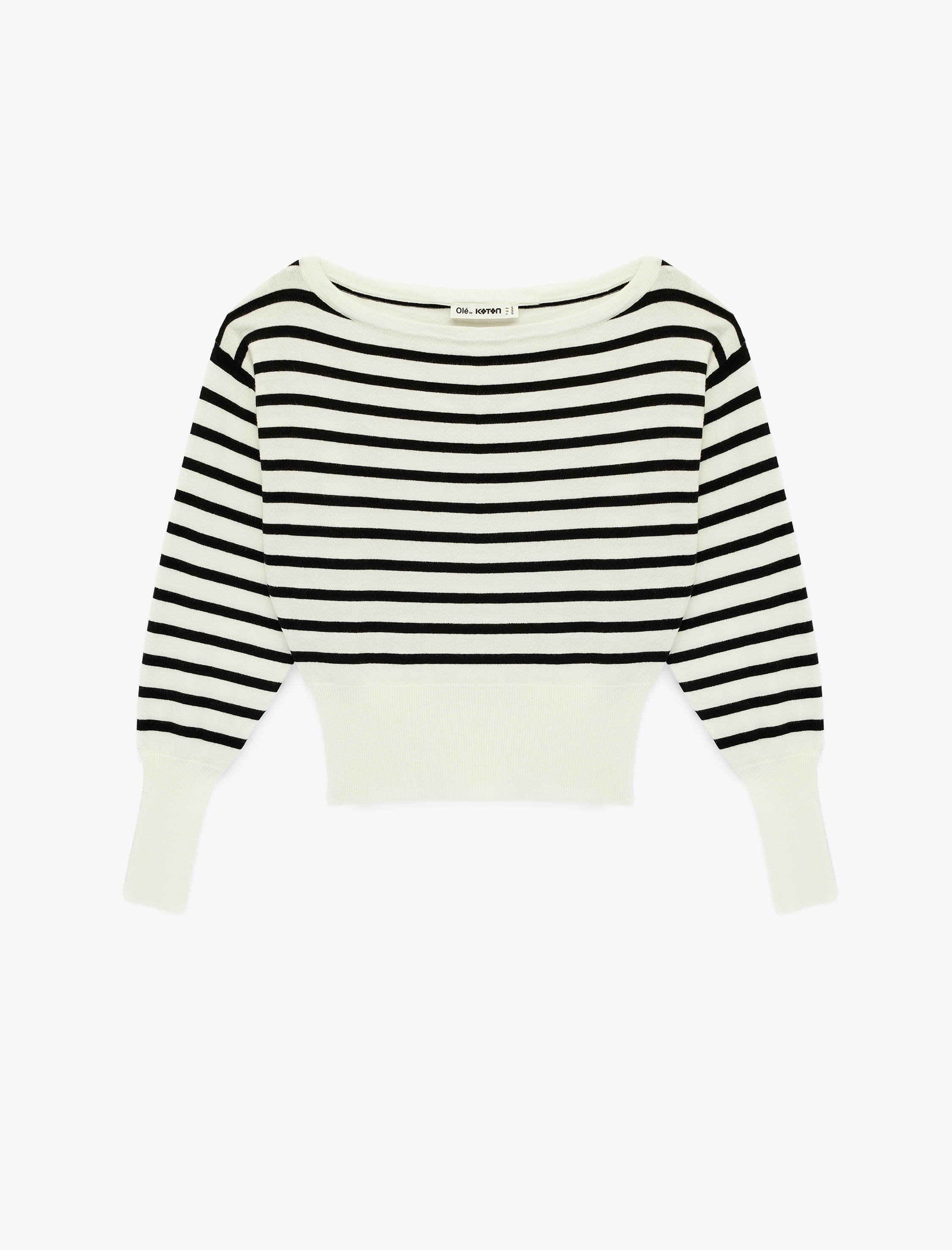   Viskon Karışımlı Uzun Kollu Kayık Yaka Triko Kazak