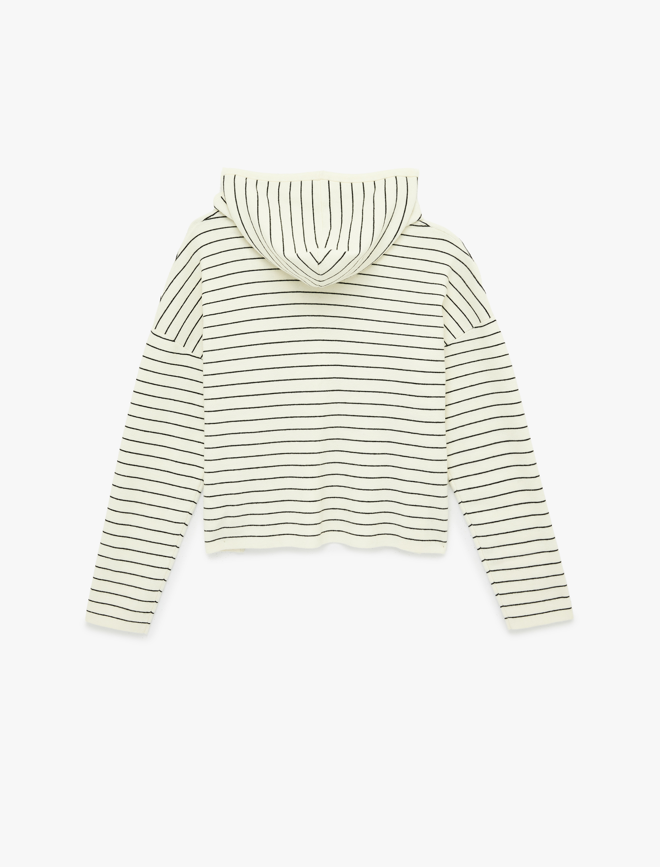   Koyun Yünü Karışımlı Düğmeli Uzun Kollu Kapüşonlu Sweatshirt