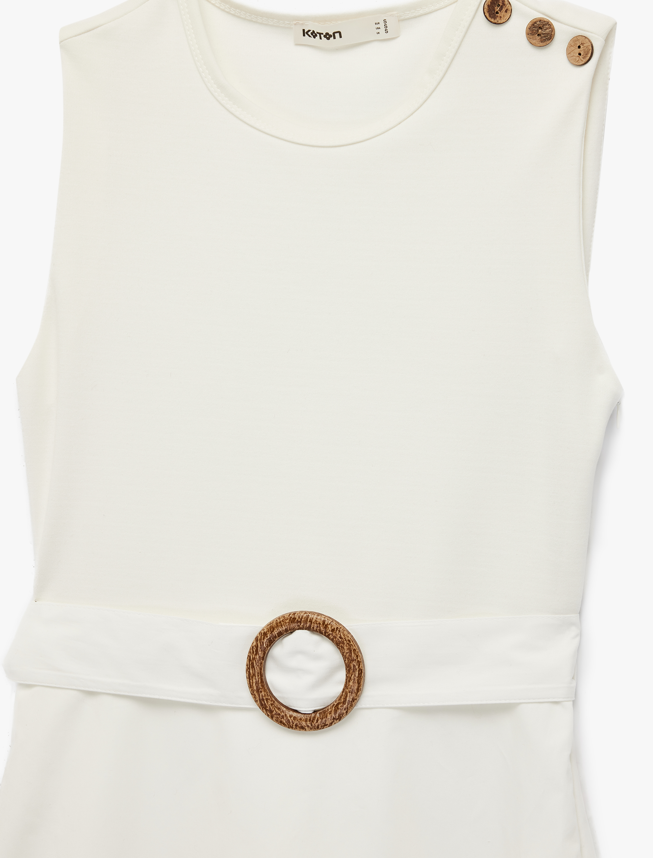   Bisiklet Yaka Kemer Detaylı Kolsuz Uzun Poplin Elbise