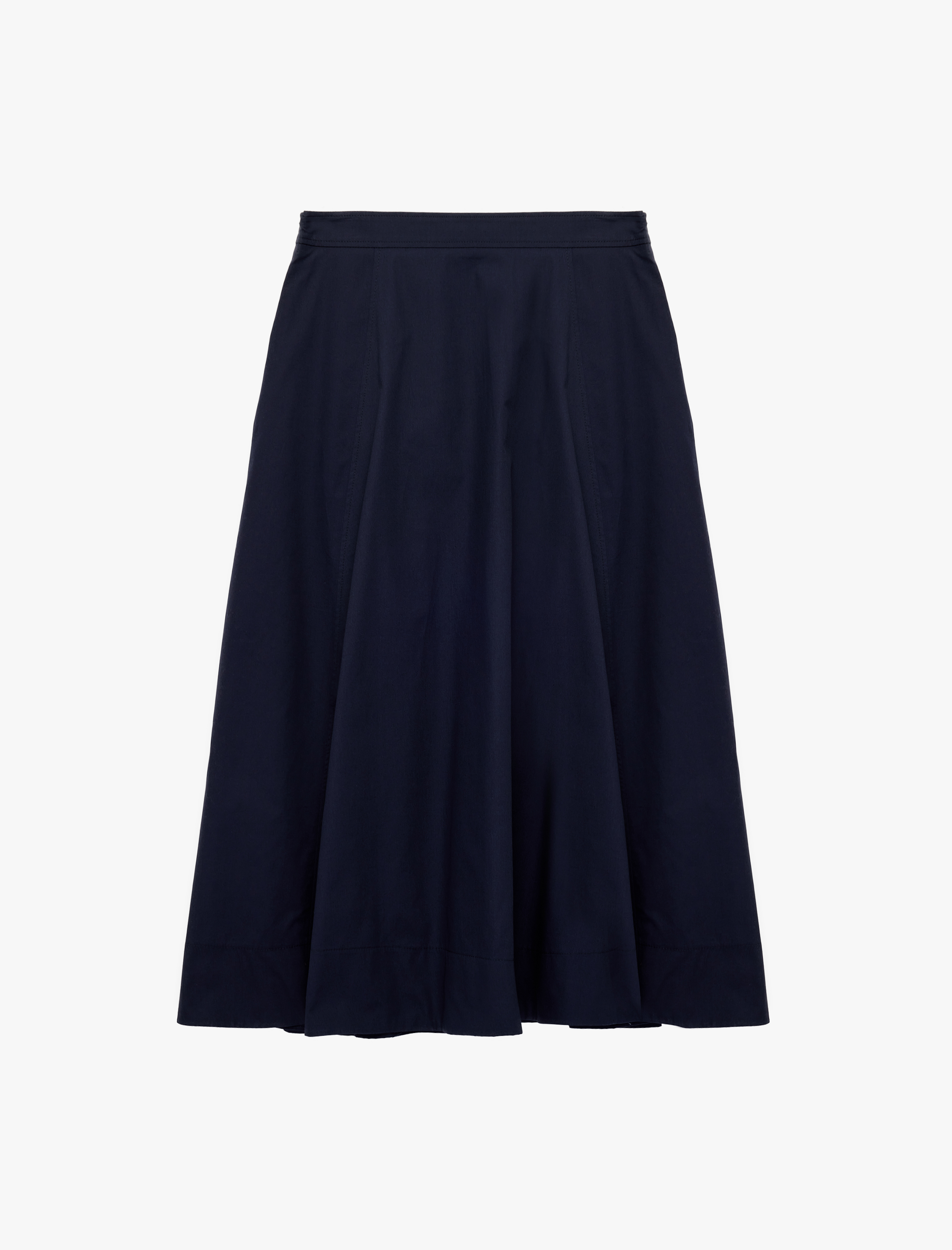   Pamuklu Cepli Pile Detaylı Çan Kesim Midi Poplin Etek