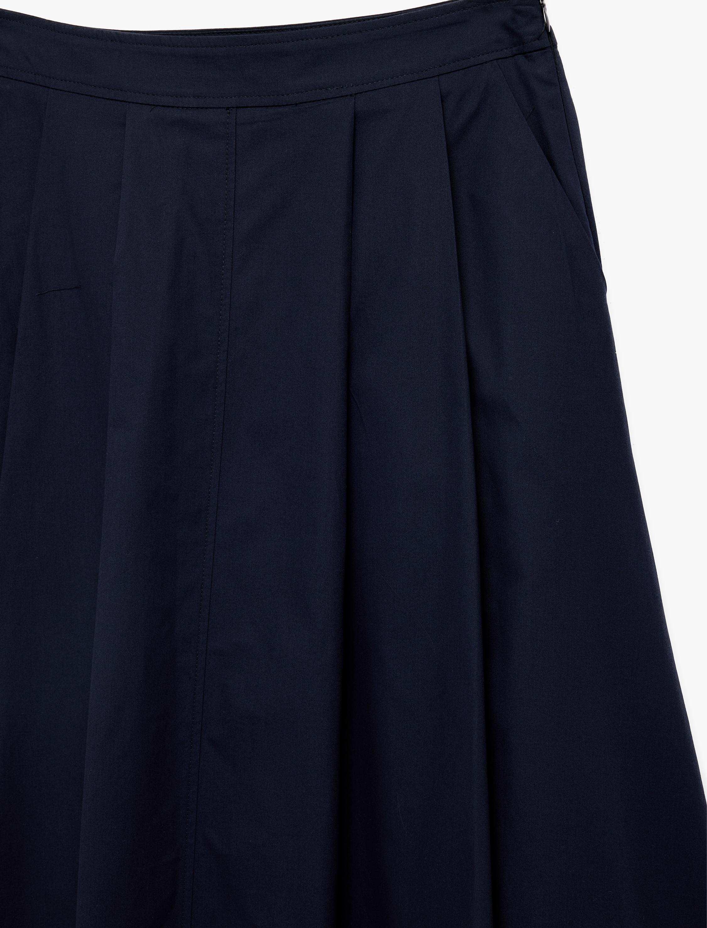   Pamuklu Cepli Pile Detaylı Çan Kesim Midi Poplin Etek