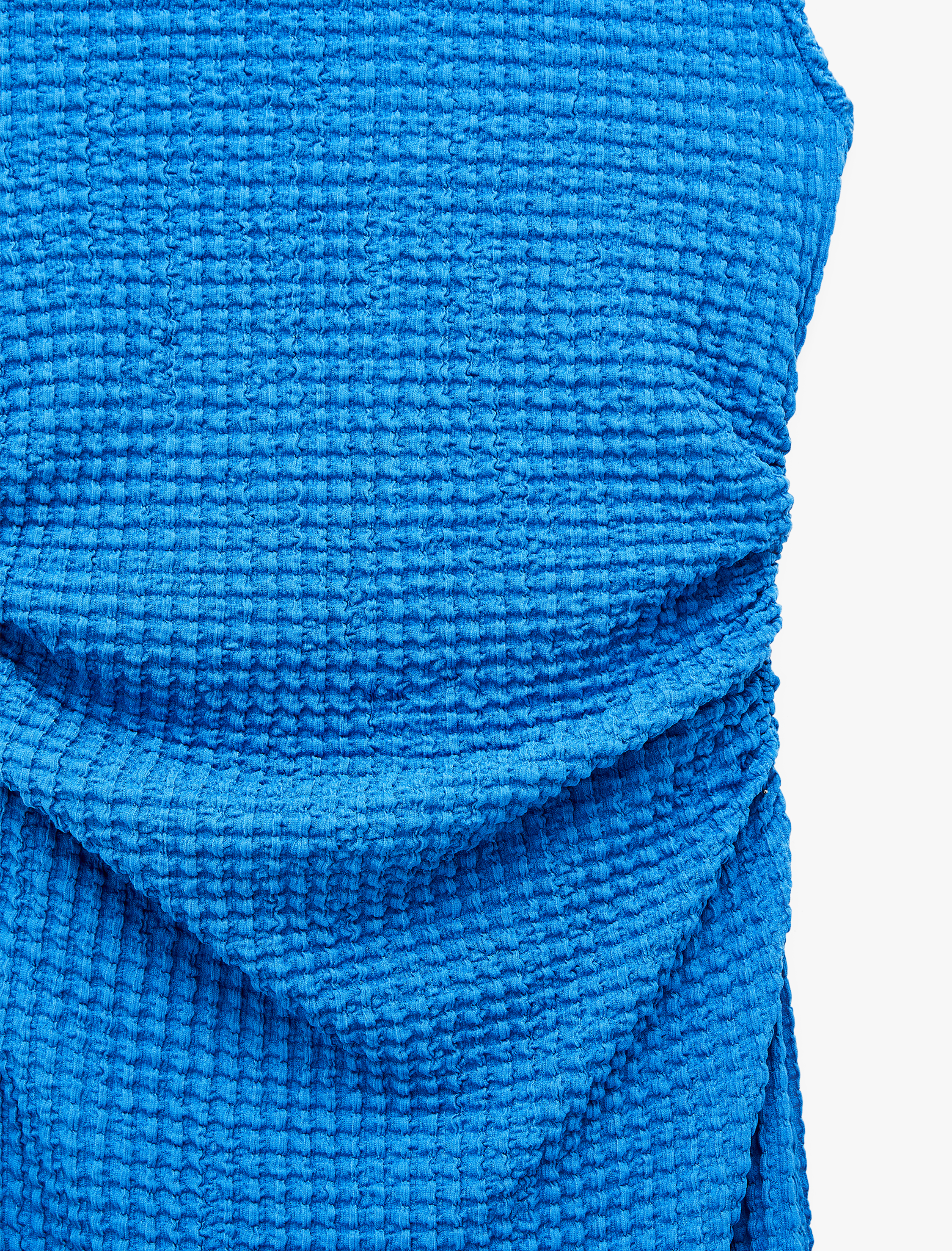   Bürümcük Kumaş Drapeli Kayık Yaka Kolsuz Slim Fit Uzun Kalem Elbise