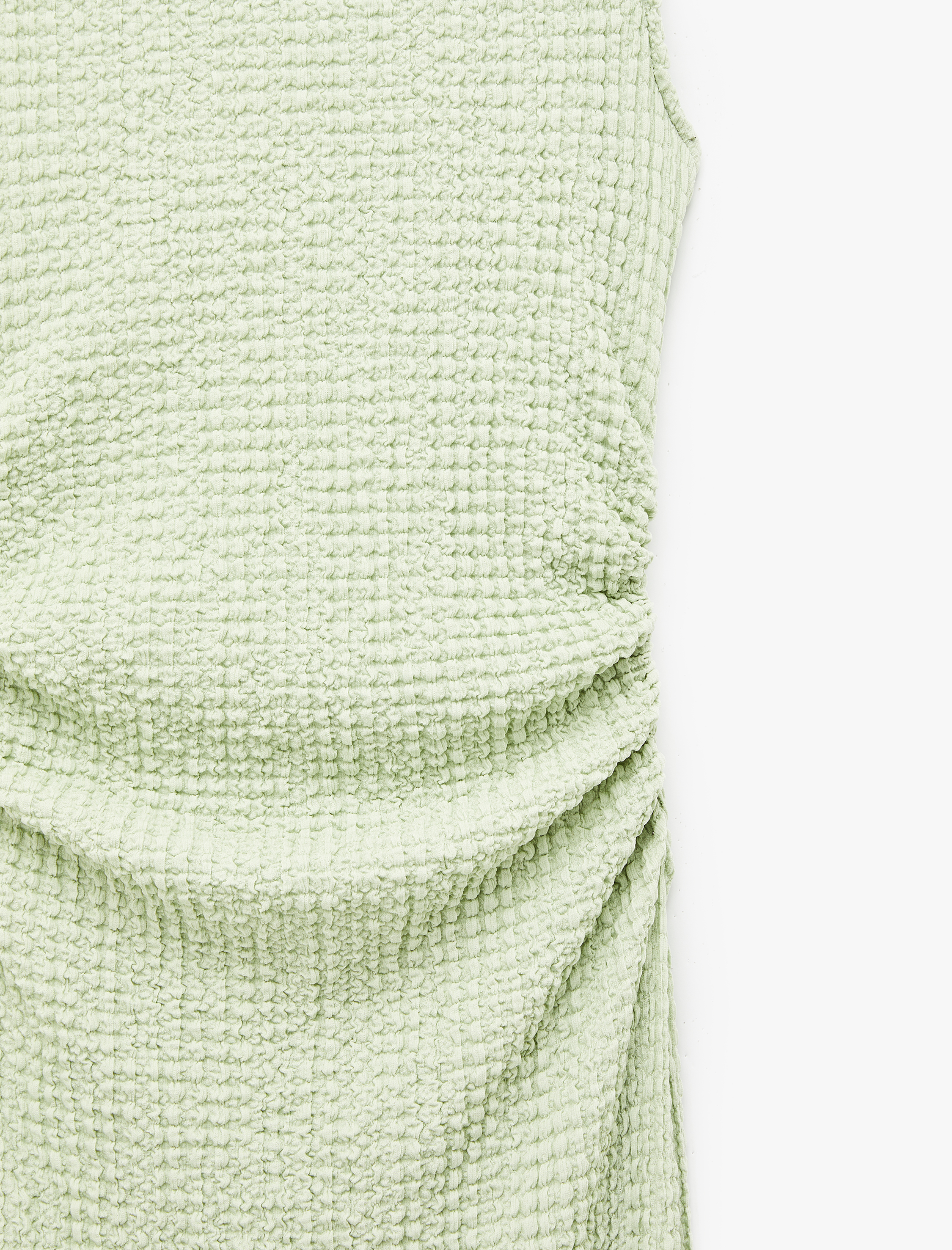   Bürümcük Kumaş Drapeli Kayık Yaka Kolsuz Slim Fit Uzun Kalem Elbise